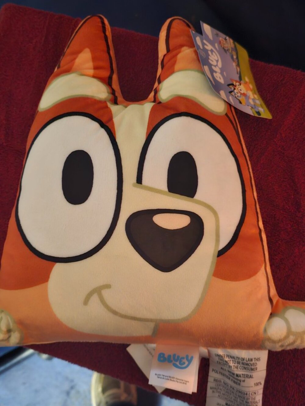 Bingo Heeler Plush Face Pillow -NEW with Tags